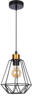Lampa wisząca czarna + złoty druciany klosz Primo 31-06189