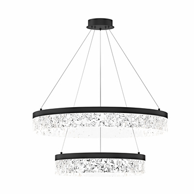 Pendant lamp FROZI in glamour style black shade with crystals modern LED chandelier for a luxurious living room
