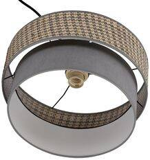 Karrara lampa wisząca czarny 1x60W E27 abażur szaro beżowy+szary