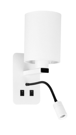 White hotel wall lamp with LED reading lamp Magnum Candellux 21-75673