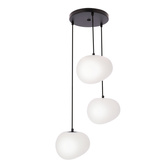 Lampa wisząca STONES w stylu Japandi - okrągła podstawa z akrylowymi kloszami 20 cm w kształcie kamienia - nowoczesne oświetlenie salonu 3x E27