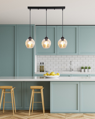 Suspensie din sticla neagra / maro 3xE27 Aspa 33-00606