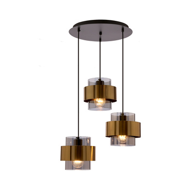 Spiega hanging brass plate e27 with colorless lampshade