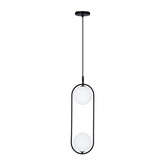 Lampa wisząca CORDEL elegancka - czarna z białymi kloszami kulkami - nowoczesne oświetlenie salonu 2x G9 LED