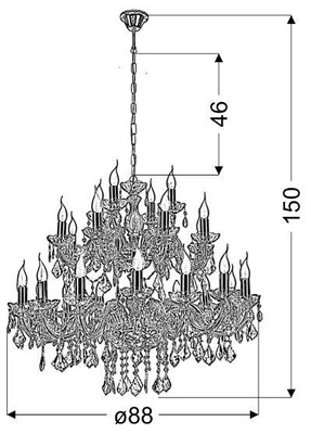 Candelabru din cristal auriu 28xE14 Maria Teresa Candellux 30-94622