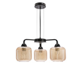 CAMPANA lampa wisząca czarny 3x60W E27 klosz bursztynowy