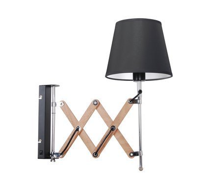 Applique chrome noir / bois réglable 40W E27 Mito Candellux 21-75420