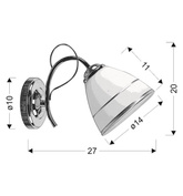 Chromwandleuchte mit Glasschirm und Schalter Elotte Candellux 21-75390