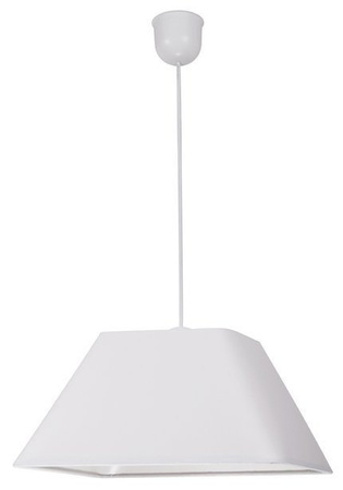 Lampa wisząca z abażurem Robin biała tkaninowa pojedyncza do salonu