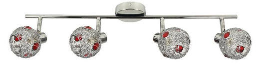 Lampa sufitowa Candellux 94-56163 Rubin listwa 4X40W G9 chrom czerwony