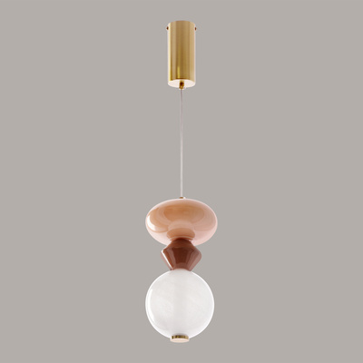 FLORES pendant lamp brass brown orange 10W LED 3000K white shade