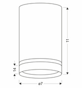 Tuba lampa sufitowa chromowy 1x15W GU10 7/11 z ringiem akrylowym
