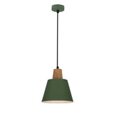 Hanging lamp green metal + wood Faro Ledea 50101260