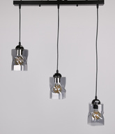 Hängelampe Schwarz/Rauchstreifen 3xE27 Felis 33-00149