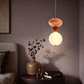 FLORES pendant lamp brass brown orange 10W LED 3000K white shade