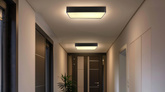 Plafon sufitowy LED QUATTRO czarny – kwadratowy ze szklanym kloszem – minimalistyczna lampa sufitowa