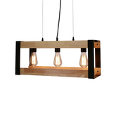 Hängelampe aus schwarzem Metall + Holz 3xE27 Varna 33-79077