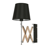 Applique chrome noir / bois réglable 40W E27 Mito Candellux 21-75420