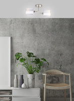 Double wall lamp satin nickel woven lampshade 2x40W Sax Candellux 22-70678