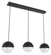 Pendant lamp FURNI 3 light black with glass globe shades designer living room LED 4000K