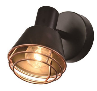 Wandleuchte schwarzer Lampenschirm Kupferlampe E14 40W Neria 91-81384