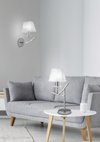 Chrome wall lamp / white organza lampshade 40W E14 Valencia Candellux 21-84418