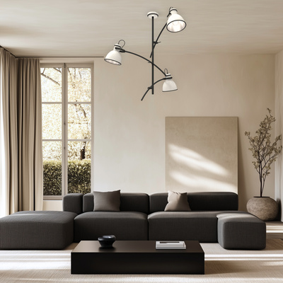 Plafoniera alb-negru reglabila 3x60W Zumba Candellux 33-72061