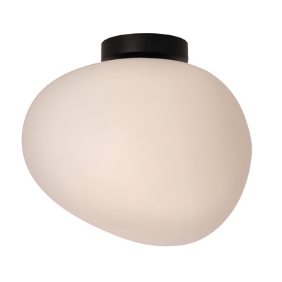 Lampa sufitowa STONES inspirowana kamieniem - designerski plafon z akrylowym mlecznym kloszem 30 cm – oświetlenie salonu i korytarza E27