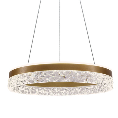 Hanging lamp FROZI in glamour style gold shade with crystals elegant and modern LED living room lighting