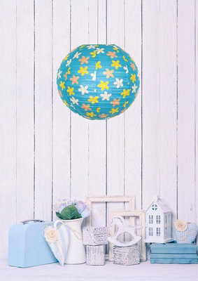 Blue paper lampshade with flowers ball 35cm Cocoon Candellux 70-96930