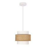 Lampa wisząca z abażurem Nuget biała abażur kremowy do jadalni E27