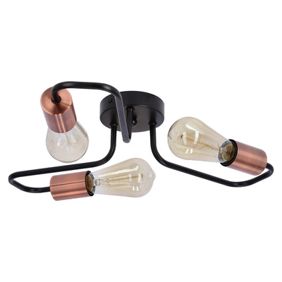 Lampa sufitowa czarna metalowa oprawka 3xE27 Herpe E27 33-66916