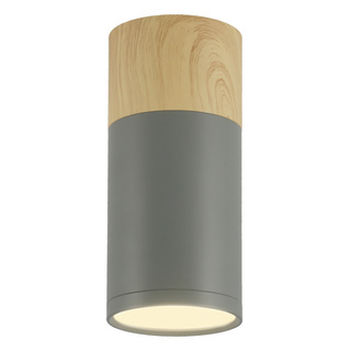 Plafonnier gris et bois 6,8x15cm Tube Candellux 2284279