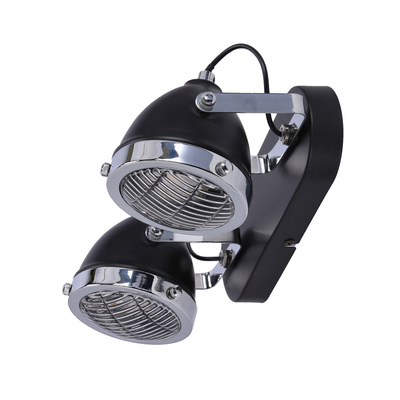 Crazy plafonnier bande noire 2x15w gu10 abat-jour incolore