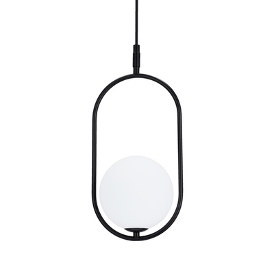 Lampa wisząca CORDEL elegancka - czarna z białym kloszem kulką - nowoczesne oświetlenie salonu i łazienki 1x G9 LED