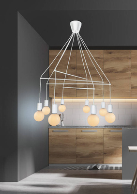 Hanging lamp white matt 8xE27 two-circuit Alto Candellux 38-70944