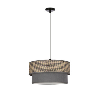 Lampa wisząca z abażurem Karrara czarna beżowo-szara do salonu i sypialni