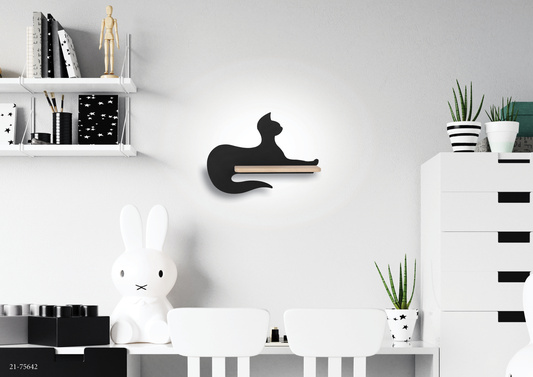 5W LED-Wandleuchte für ein Kind, schwarze sitzende Katze, Candellux 21-75642