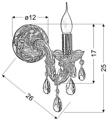 Kryształowy kinkiet ścienny MARIA TERESA 1x E14 złoty - elegancka lampa ścienna glamour