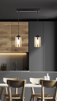Hanging lamp black/brown strip 2xE27 Bistro 32-00538