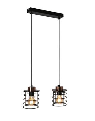 Hanging ceiling lamp black slat 2xE27 Glob 32-00361