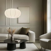 Pendant lamp CAFEE Scandinavian with cream latte shade 52 cm minimalist ceiling lighting in japandi style E27