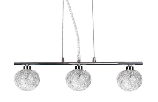 Suspension chromée avec un abat-jour en verre tressé 3x40W Sphère Candellux 33-14023