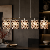Lampa wisząca Classic pięciopunktowa metalowo-szklana nad stół do jadalni