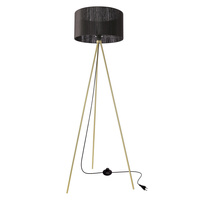 MOSSI lampa podłogowa złoty 1x40W E27 abażur czarny