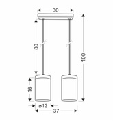 Lampe suspendue Wels 2X40 noir + abat-jour en bois fumé 32-21991