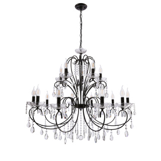 Hanging lamp black with crystals 5xE14 Aurora 35-73730