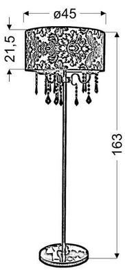 Stehleuchte roter Veloursschirm 3x40W Astor Candellux 53-80465