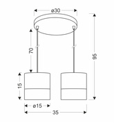 Bianco Pendelleuchte weiße Platte 2x40w E27 Lampenschirm weiß + Walnuss