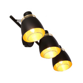 Aleksandria Deckenlampenstreifen 3x40w schwarz + goldener Lampenschirm